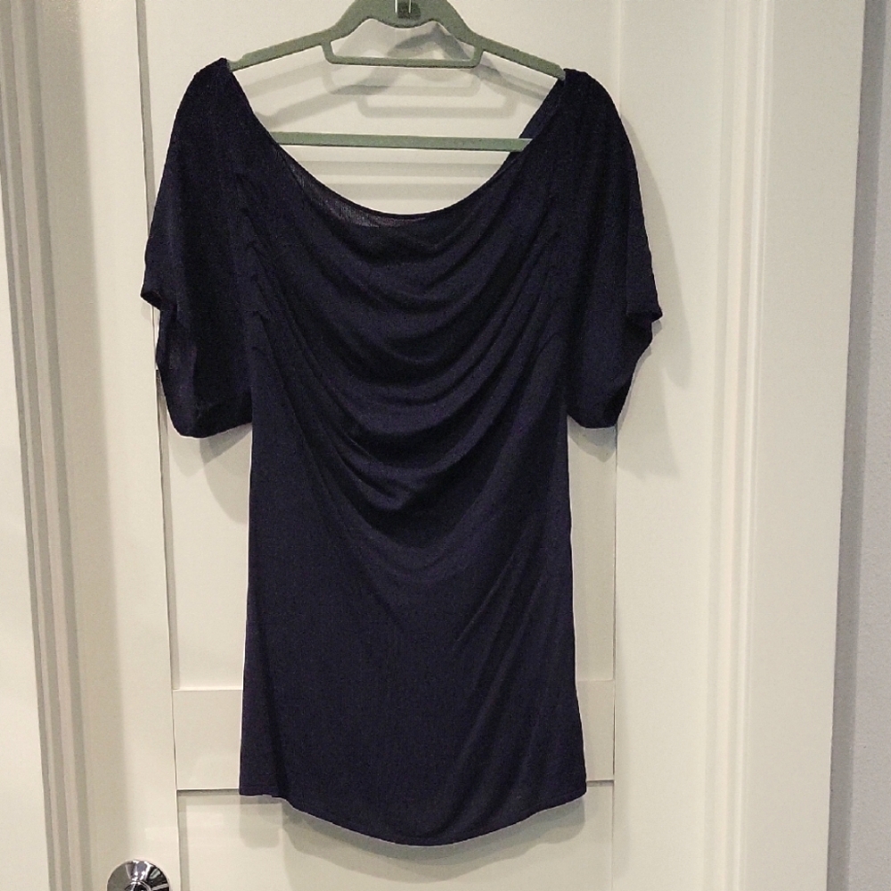 Theory Blue Ruched Short Sleeve Blouse